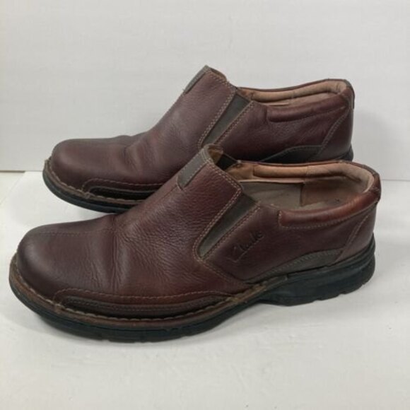 CLARKS Mens COTRELL LOAFERS 11M Leather Brown Round Toe Slip On Shoes 78538 EUC - Picture 4 of 8